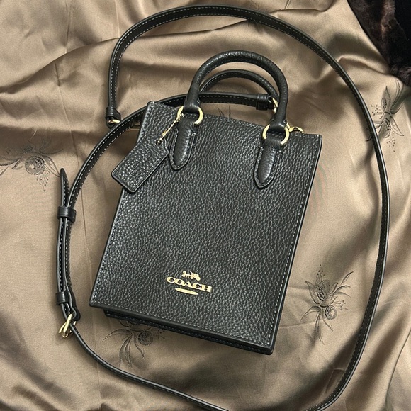 Coach Handbags - Coach NEW Black Pebbled Leather Mini Tote with Gold Hardware